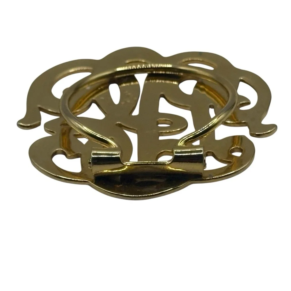 Vintage Scarf Dress Clip Gold Tone Monogram‎ Initials Script Letters Open Work